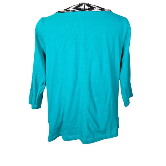 Bob Macke Womens L Wearable Art Tunic Top Embroidered Chevron Boho Casual Chic - Picture 3 of 9